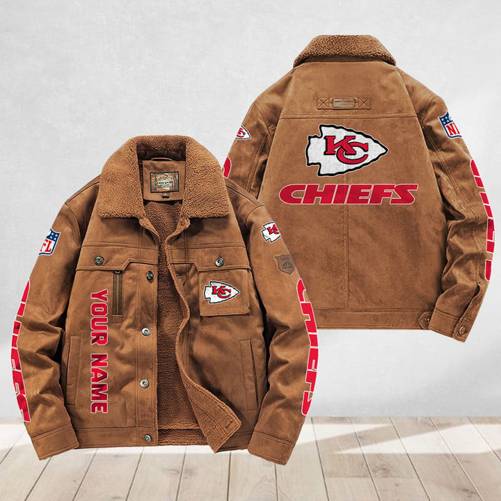 LIMITED EDITION - NEW CUSTOMIZED NFL01 KCC KANSAS CITY CHIEFS FLEECE JACKET
