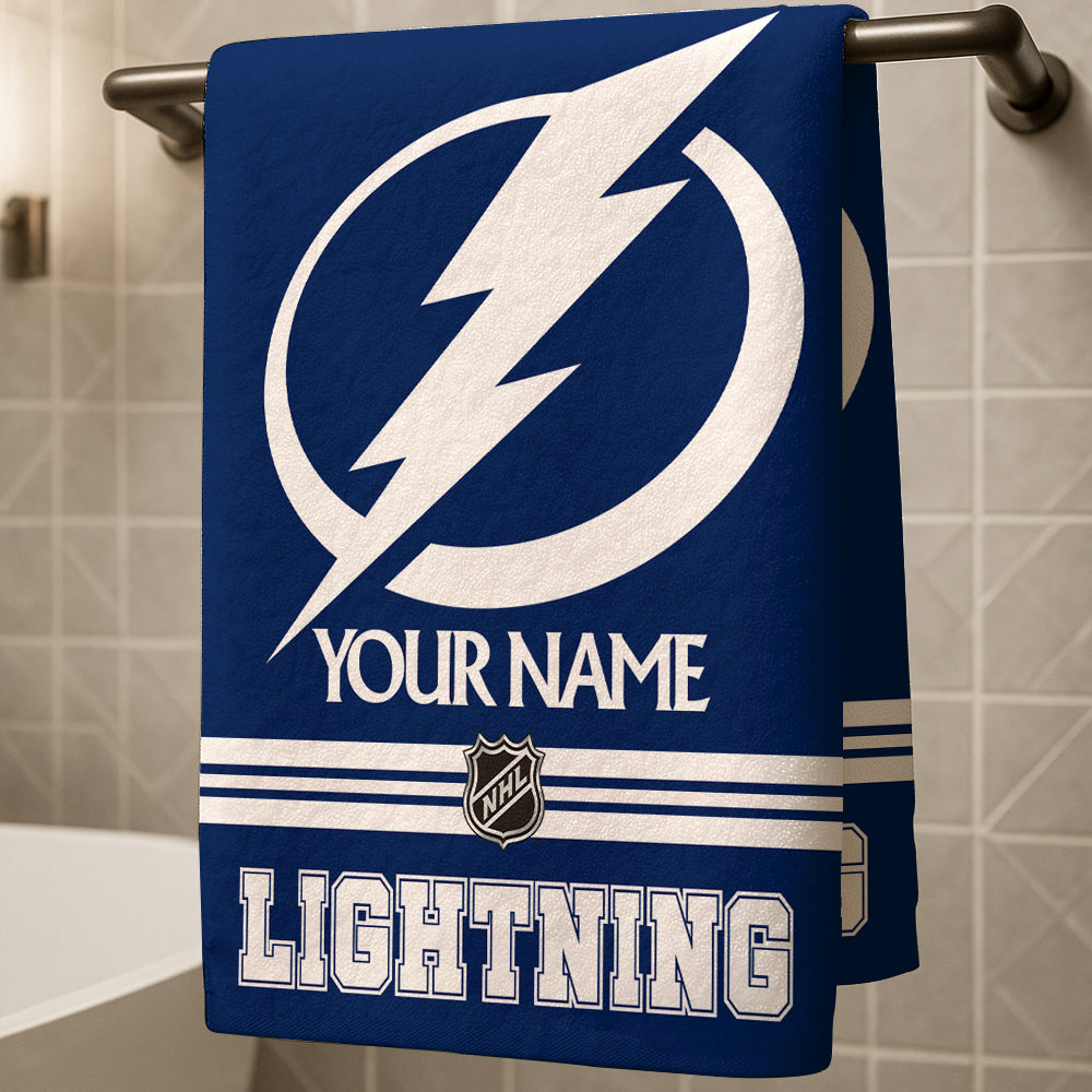 LIMITED EDITION - NEW CUSTOMIZED NHL12 TPL TAMPA BAY LIGHTNING BEACH & BATH TOWEL