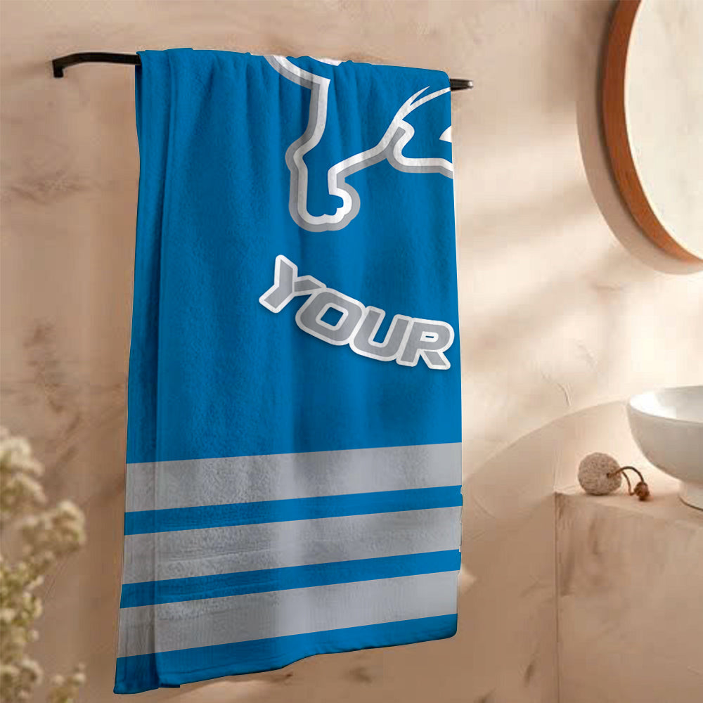 LIMITED EDITION - NEW CUSTOMIZED NFL04 DTL DETROIT LIONS BEACH & BATH TOWEL