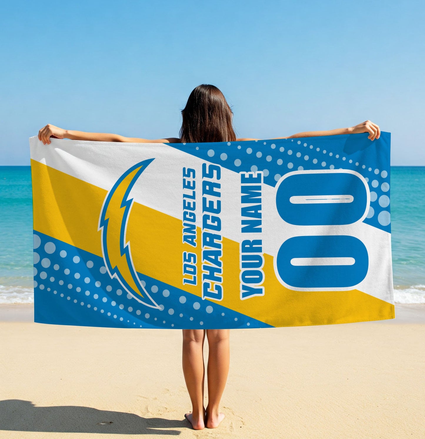 LIMITED EDITION - NEW CUSTOMIZED NFL09 LAC LOS ANGELES CHARGERS BEACH & BATH TOWEL