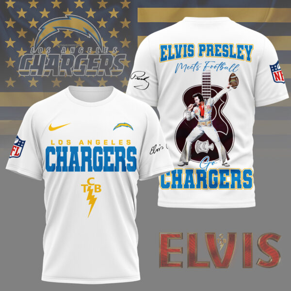 LIMITED EDITION - NEW CUSTOMIZED NFL09 LAC LOS ANGELES CHARGERS X ELVIS PRESLEY FAN 3D SHIRT