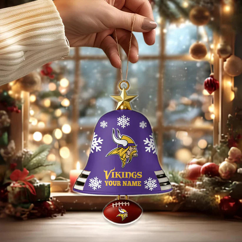 LIMITED EDITION - NEW CUSTOMIZED NFL05 MVK MINNESOTA VIKINGS ACRYLIC CHRISTMAS BELL ORNAMENT
