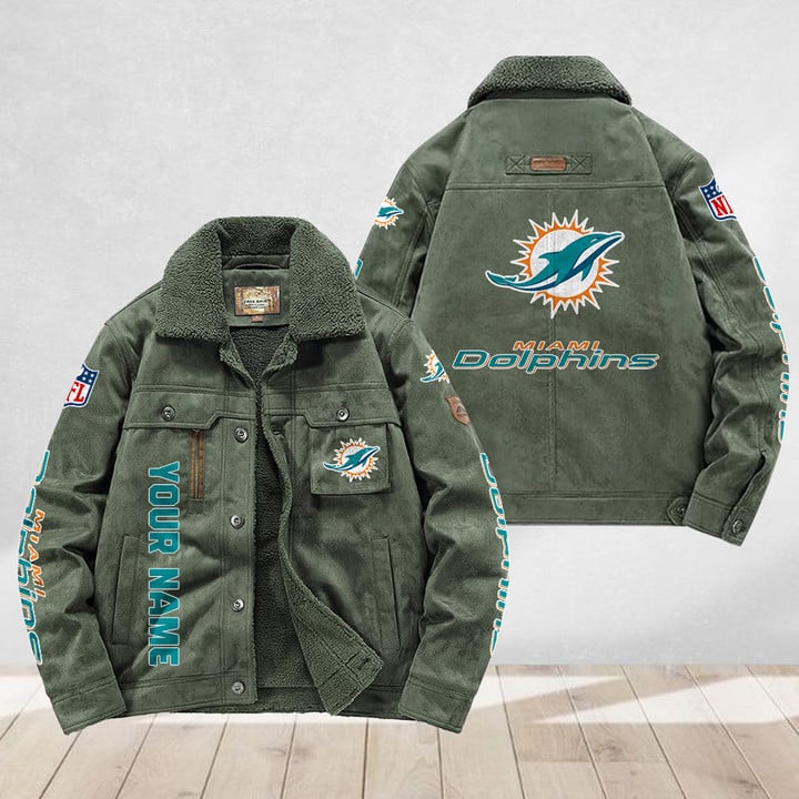 LIMITED EDITION - NEW CUSTOMIZED NFL19 MDP MIAMI DOLPHINS FLEECE JACKET