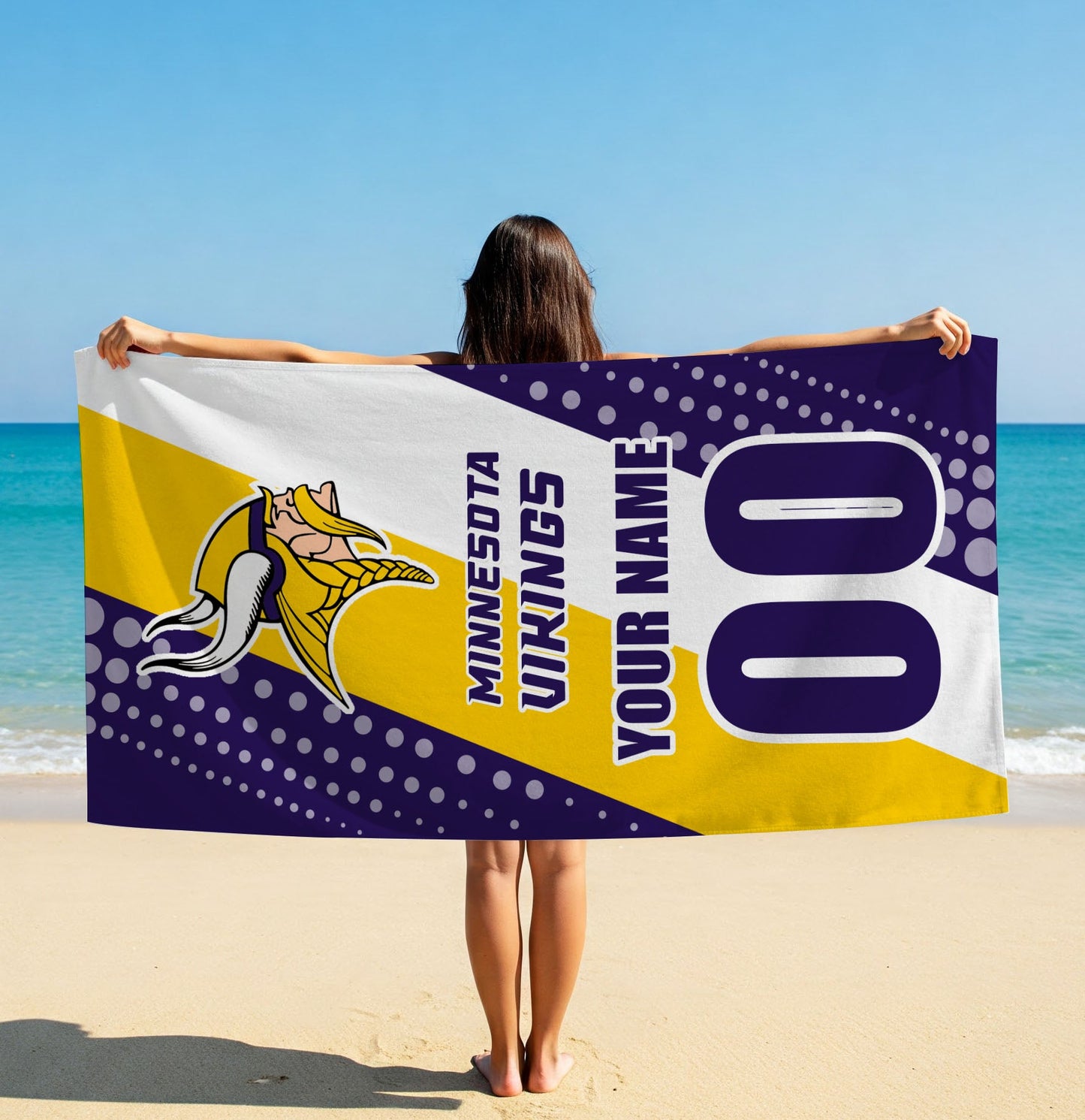 LIMITED EDITION - NEW CUSTOMIZED NFL05 MVK MINNESOTA VIKINGS BEACH & BATH TOWEL