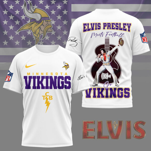 LIMITED EDITION - NEW CUSTOMIZED NFL05 MVK MINNESOTA VIKINGS X ELVIS PRESLEY FAN 3D SHIRT