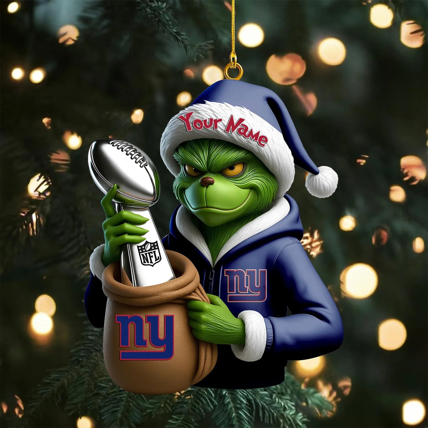 LIMITED EDITION - NEW CUSTOMIZED NFL32 NYG NEW YORK GIANTS THE GRINCH ACRYLIC ORNAMENT