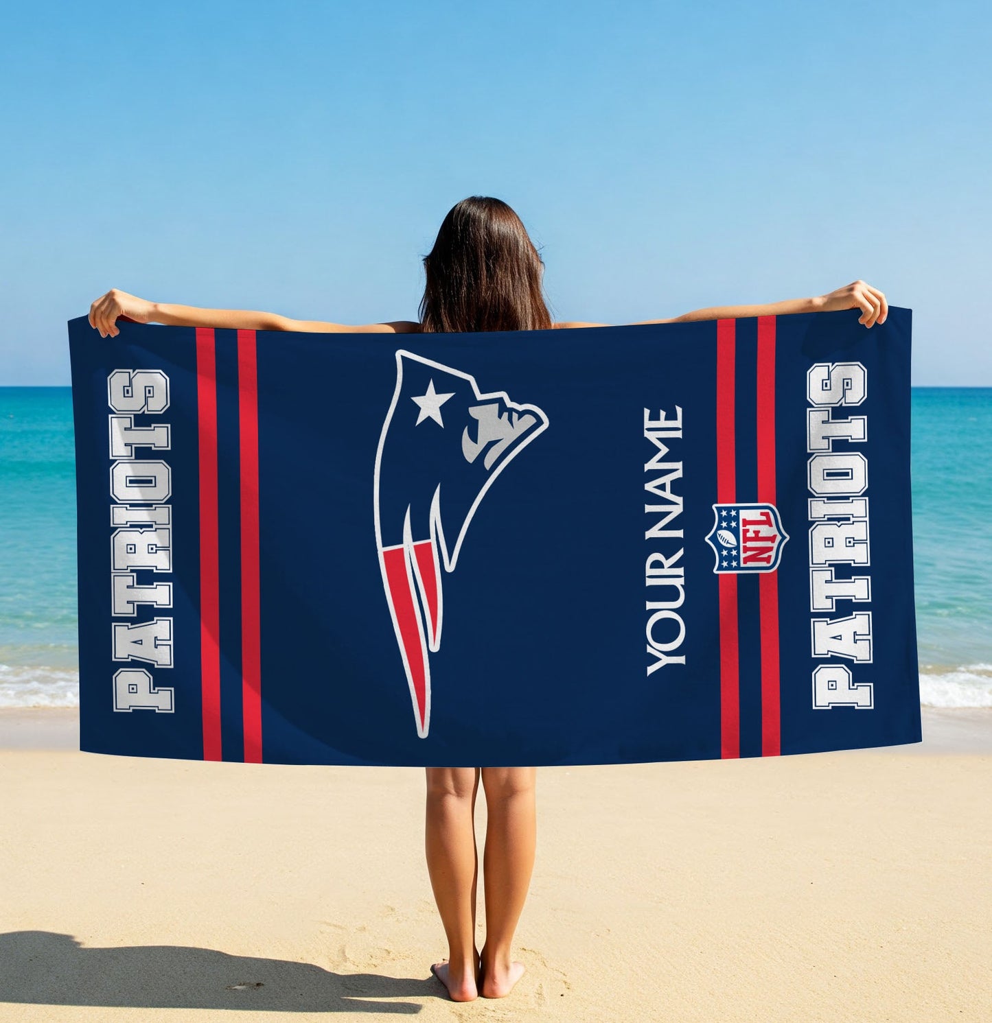 LIMITED EDITION - NEW CUSTOMIZED NFL27 NEP NEW ENGLAND PATRIOTS BEACH & BATH TOWEL (KIDS & ADULTS)