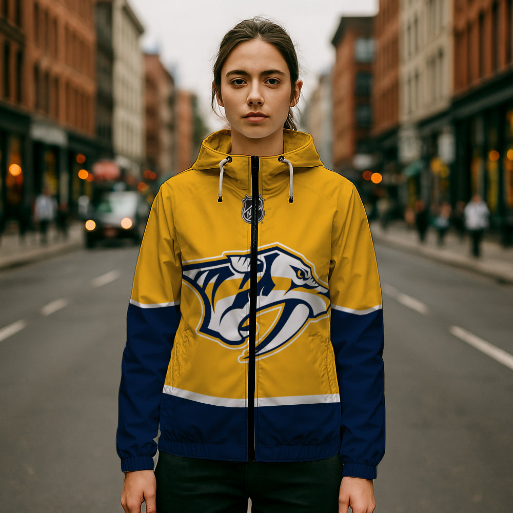 LIMITED EDITION - NEW CUSTOMIZED NHL31 NVP NASHVILLE PREDATORS WINDBREAKER JACKET