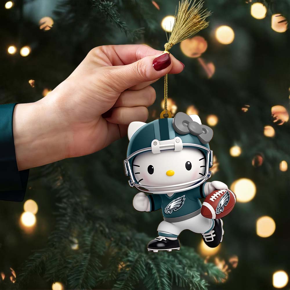 LIMITED EDITION - NEW CUSTOMIZED NFL02 PPE PHILADELPHIA EAGLES HELLO KITTY ACRYLIC ORNAMENT