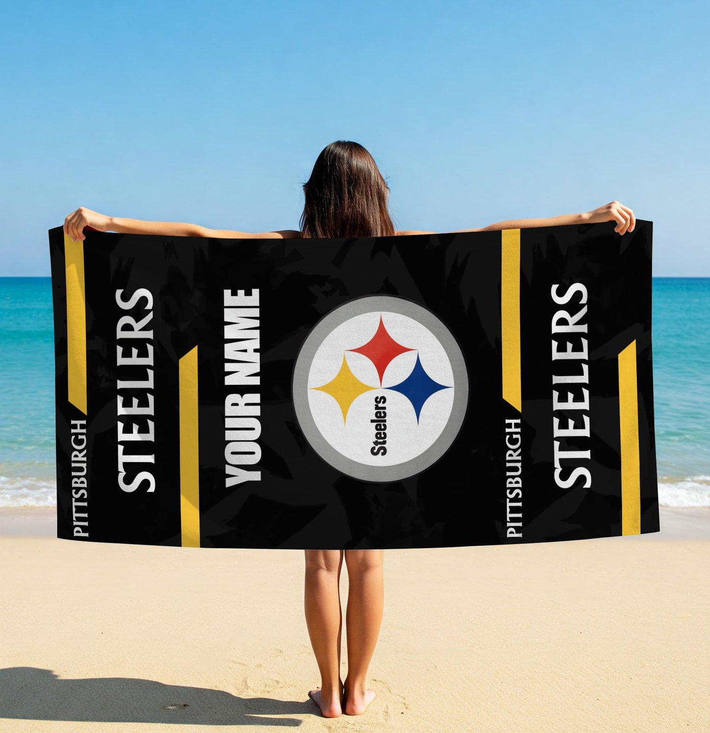 LIMITED EDITION - NEW CUSTOMIZED NFL14 PSB PITTSBURGH STEELERS BEACH & BATH TOWEL