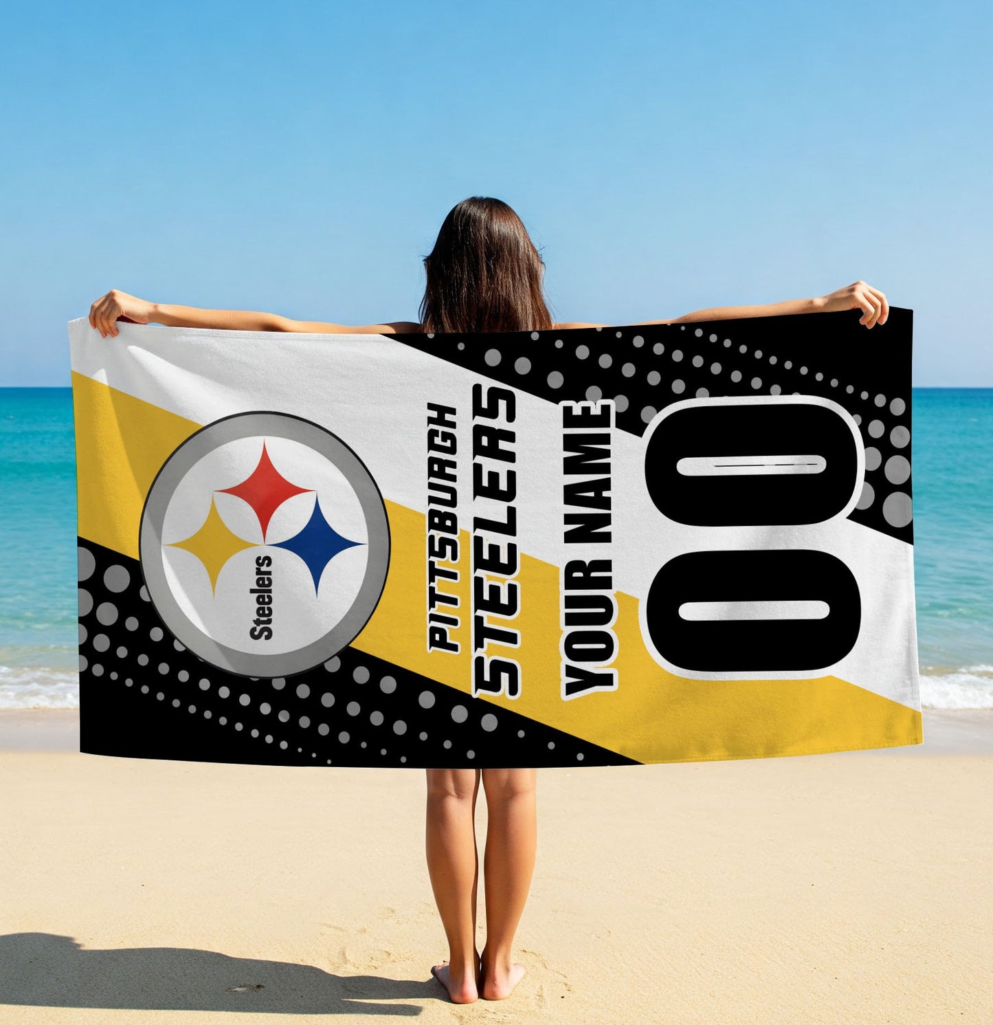 LIMITED EDITION - NEW CUSTOMIZED NFL14 PSB PITTSBURGH STEELERS BEACH & BATH TOWEL