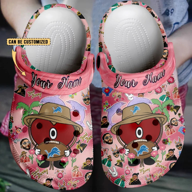 LIMITED EDITION - NEW CUSTOMIZED NFL04 DTL DETROIT LIONS CLOGS