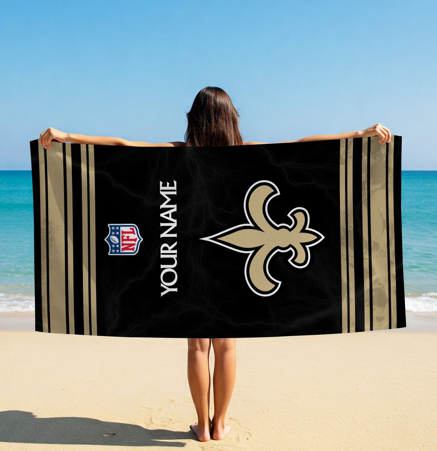 LIMITED EDITION - NEW CUSTOMIZED NFL24 NOS NEW ORLEANS SAINTS BEACH & BATH TOWEL (KIDS & ADULTS)