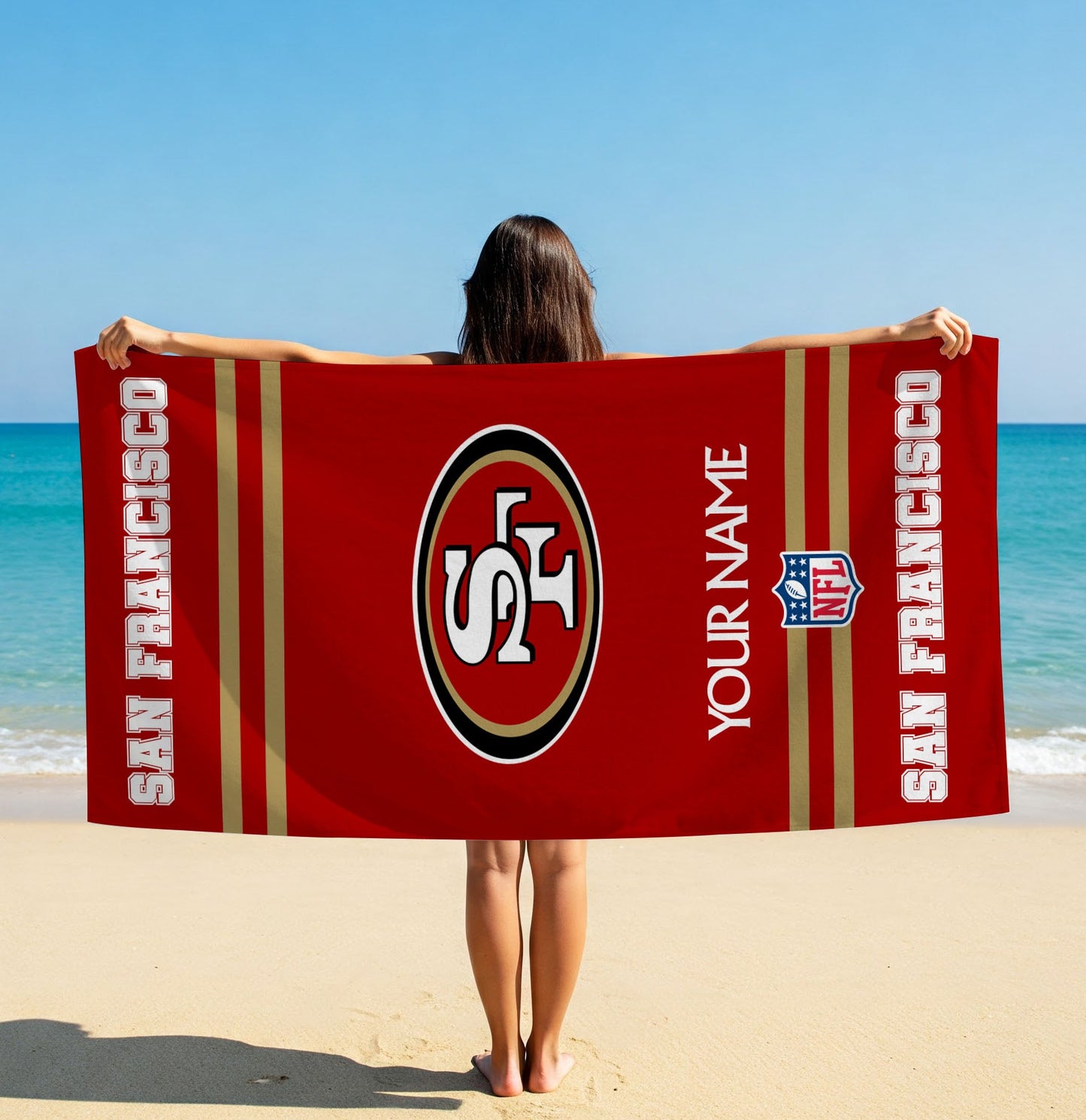 LIMITED EDITION - NEW CUSTOMIZED NFL11 SF49 SAN FRANCISCO 49ERS BEACH & BATH TOWEL (KIDS & ADULTS)