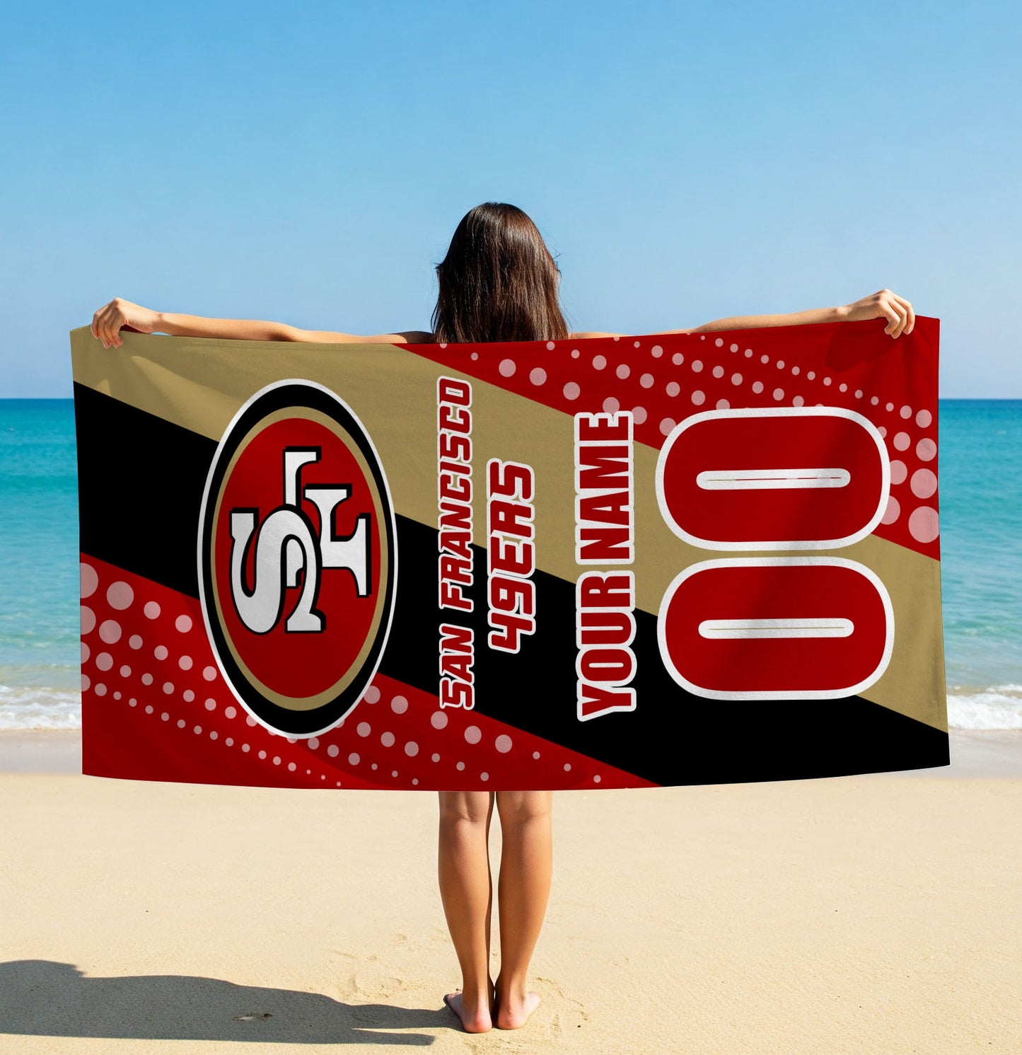 LIMITED EDITION - NEW CUSTOMIZED NFL11 SF49 SAN FRANCISCO 49ERS BEACH & BATH TOWEL