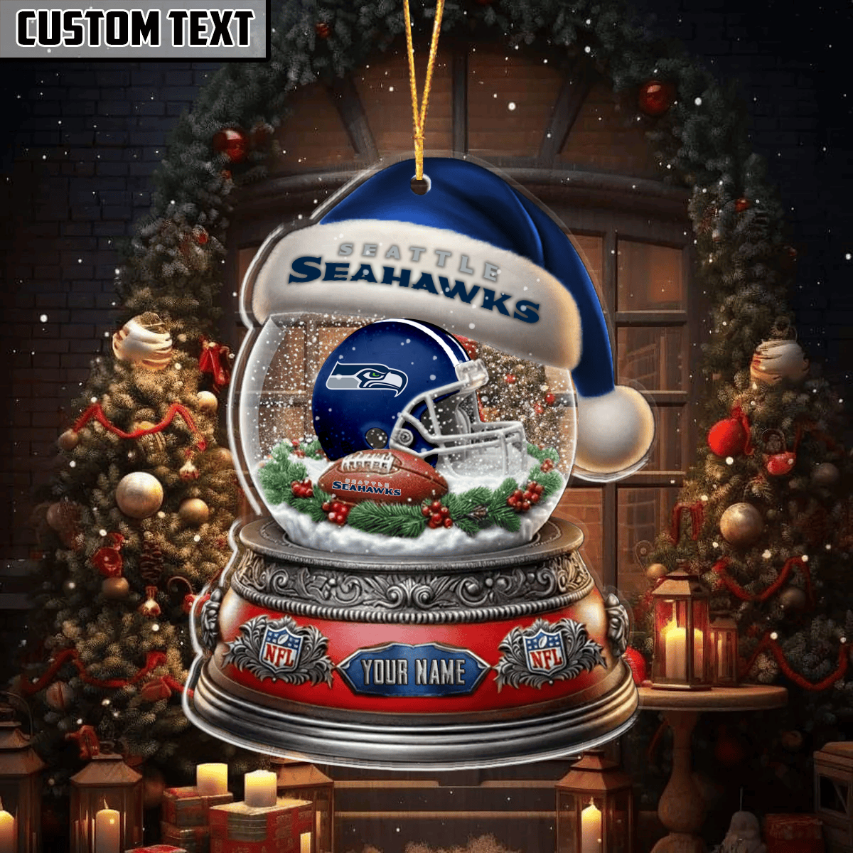 LIMITED EDITION - NEW CUSTOMIZED NFL06 SSH SEATTLE SEAHAWKS ORNAMENT