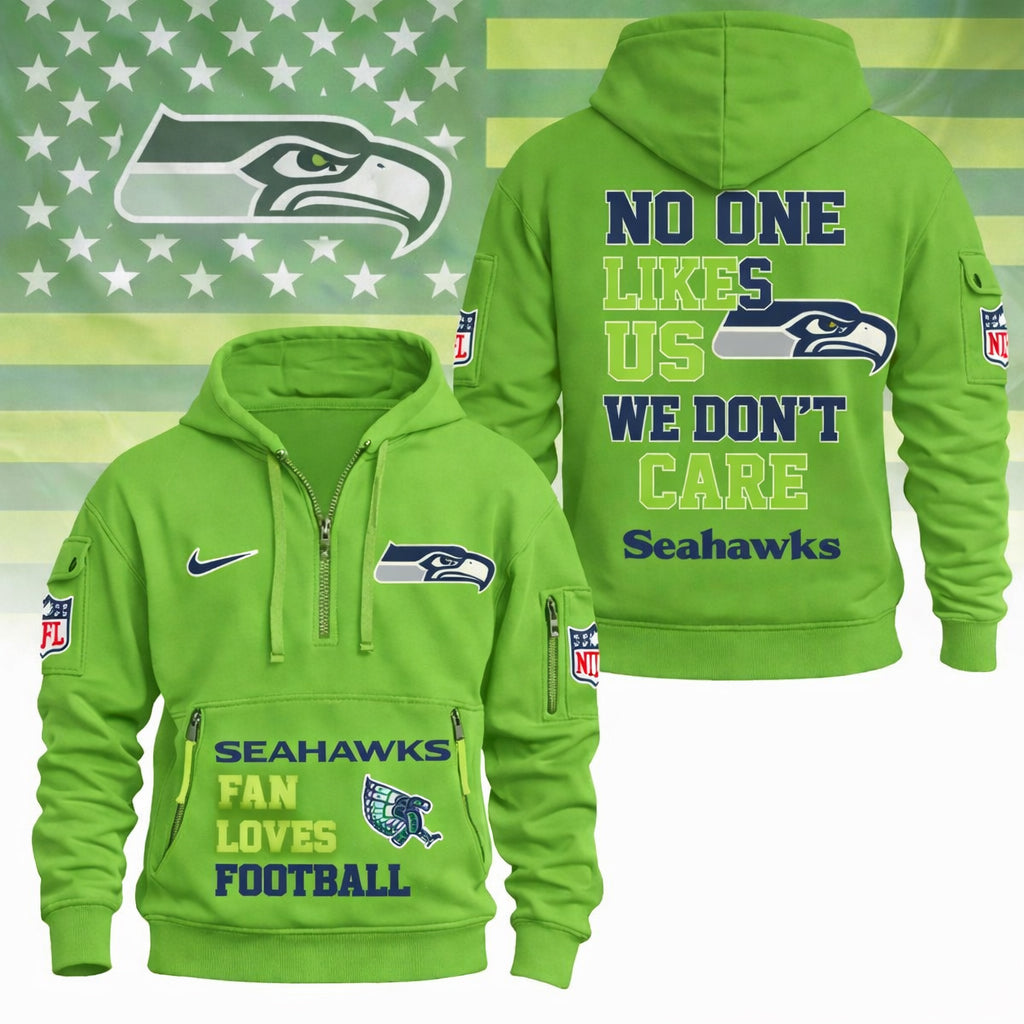 LIMITED EDITION - NEW CUSTOMIZED NFL06 SSH SEATTLE SEAHAWKS QUARTER ZIP HOODIE
