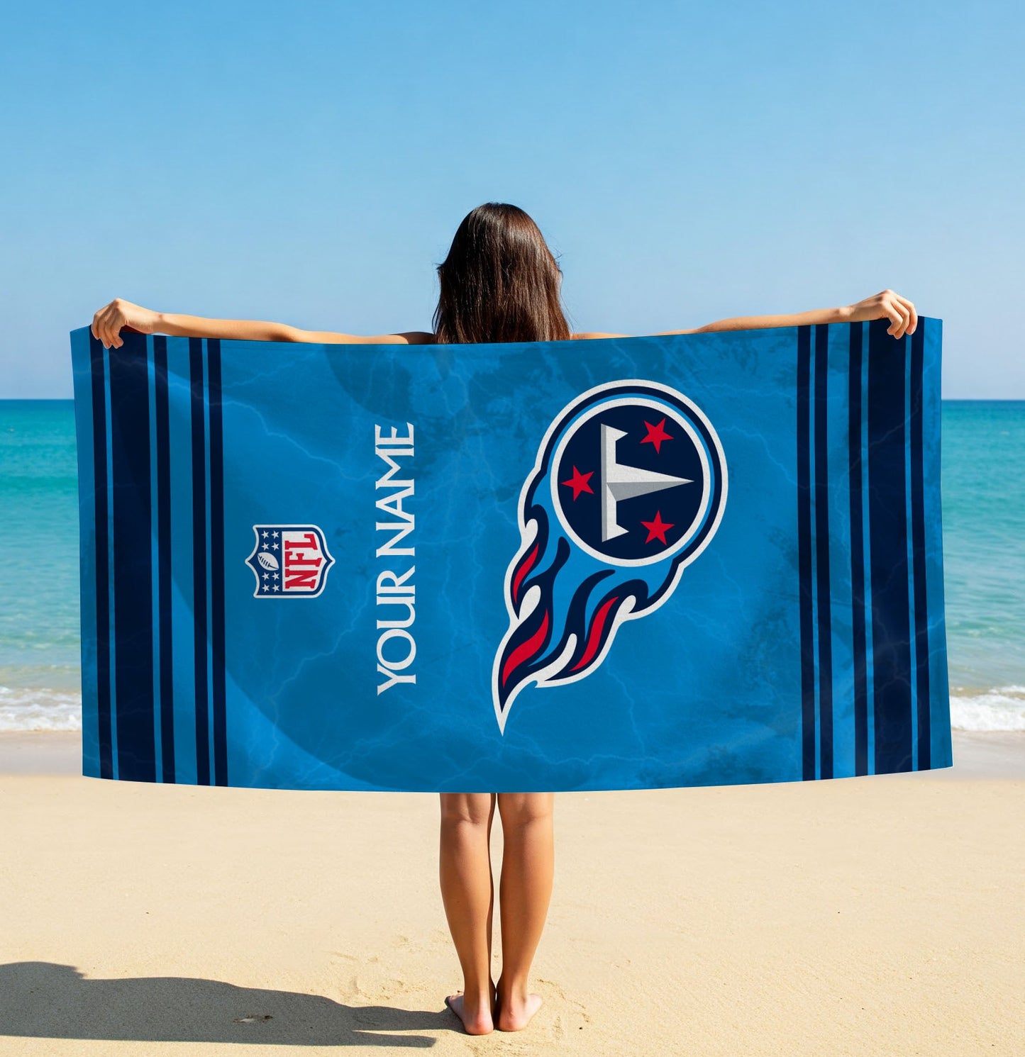 LIMITED EDITION - NEW CUSTOMIZED NFL31 TST TENNESSEE TITANS BEACH & BATH TOWEL (KIDS & ADULTS)