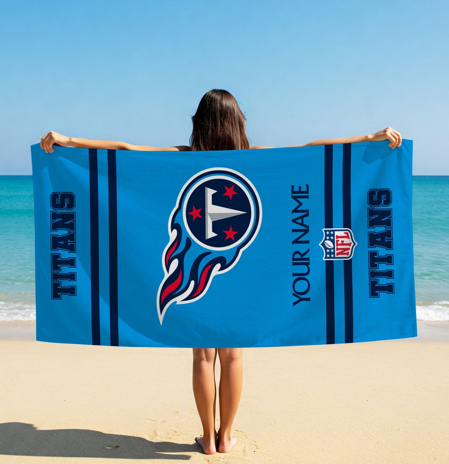 LIMITED EDITION - NEW CUSTOMIZED NFL31 TST TENNESSEE TITANS BEACH & BATH TOWEL (KIDS & ADULTS)