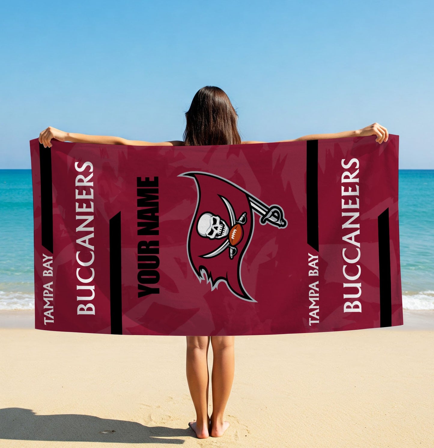 LIMITED EDITION - NEW CUSTOMIZED NFL10 TBB TAMPA BAY BUCCANEERS BEACH & BATH TOWEL