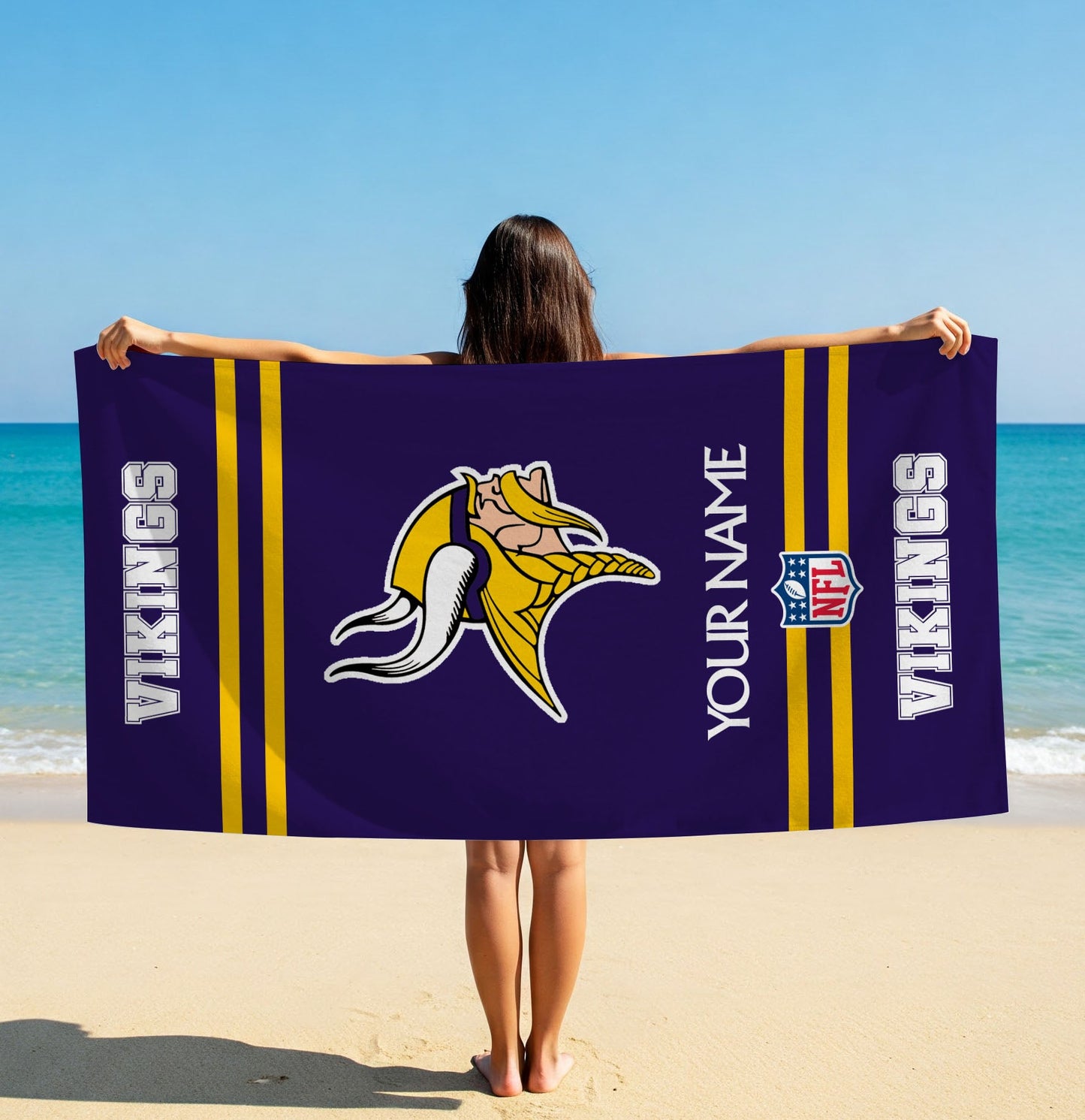 LIMITED EDITION - NEW CUSTOMIZED NFL05 MVK MINNESOTA VIKINGS BEACH & BATH TOWEL (KIDS & ADULTS)