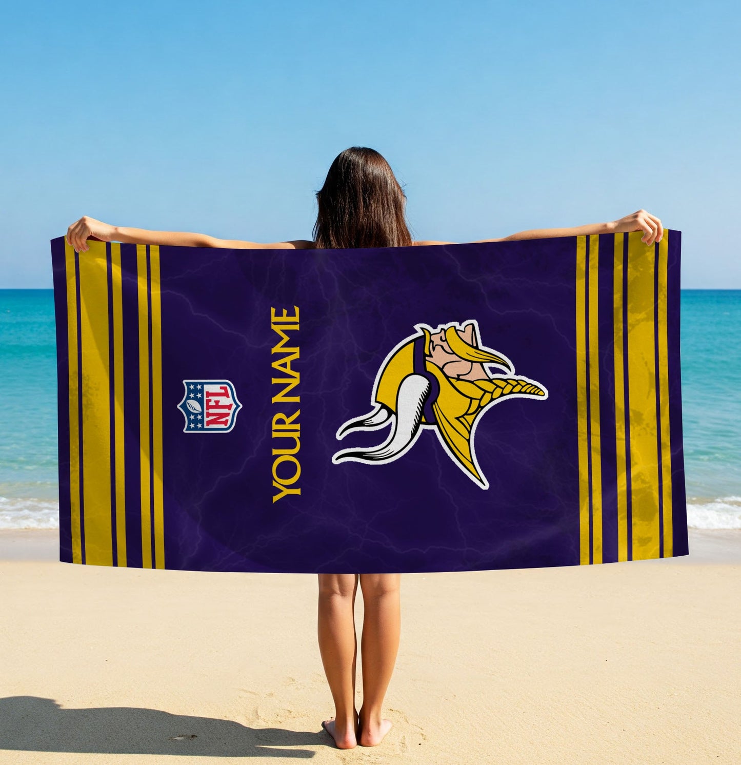 LIMITED EDITION - NEW CUSTOMIZED NFL05 MVK MINNESOTA VIKINGS BEACH & BATH TOWEL (KIDS & ADULTS)
