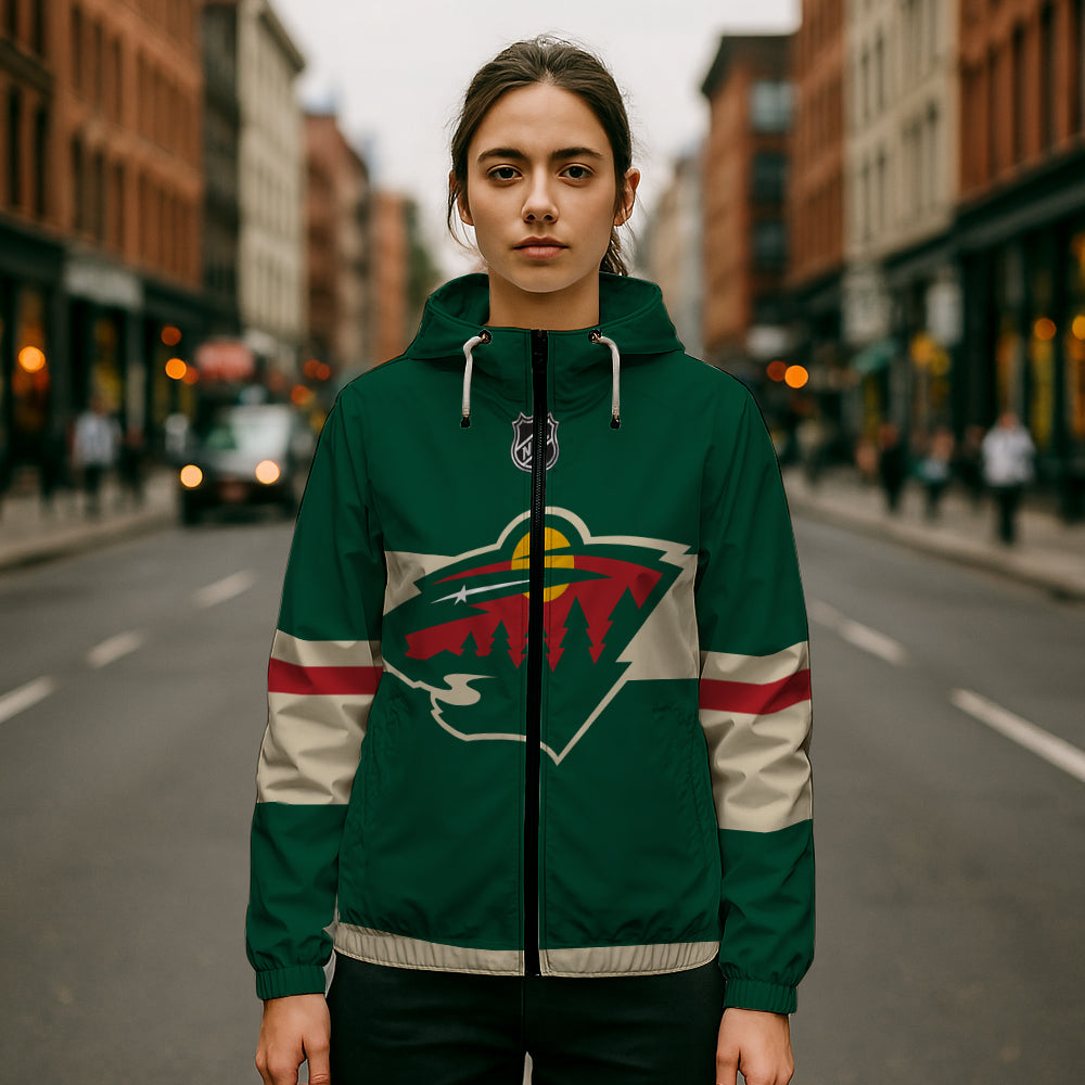 LIMITED EDITION - NEW CUSTOMIZED NHL13 MNW MINNESOTA WILD WINDBREAKER JACKET