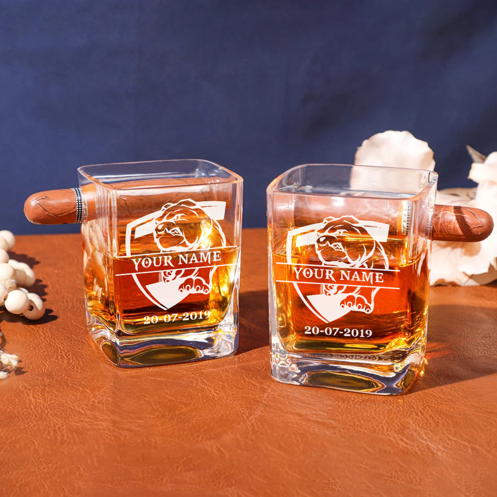 LIMITED EDITION - NEW 17 WTBD PERSONALIZED WHISKEY GLASS WITH CIGAR HOLDER FOR FANS