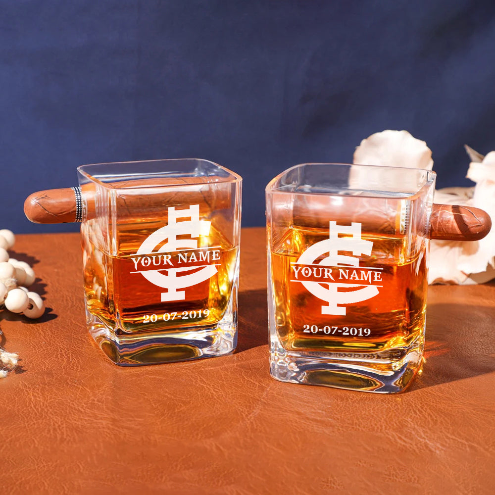 LIMITED EDITION - NEW 08 CTB PERSONALIZED WHISKEY GLASS WITH CIGAR HOLDER FOR FANS