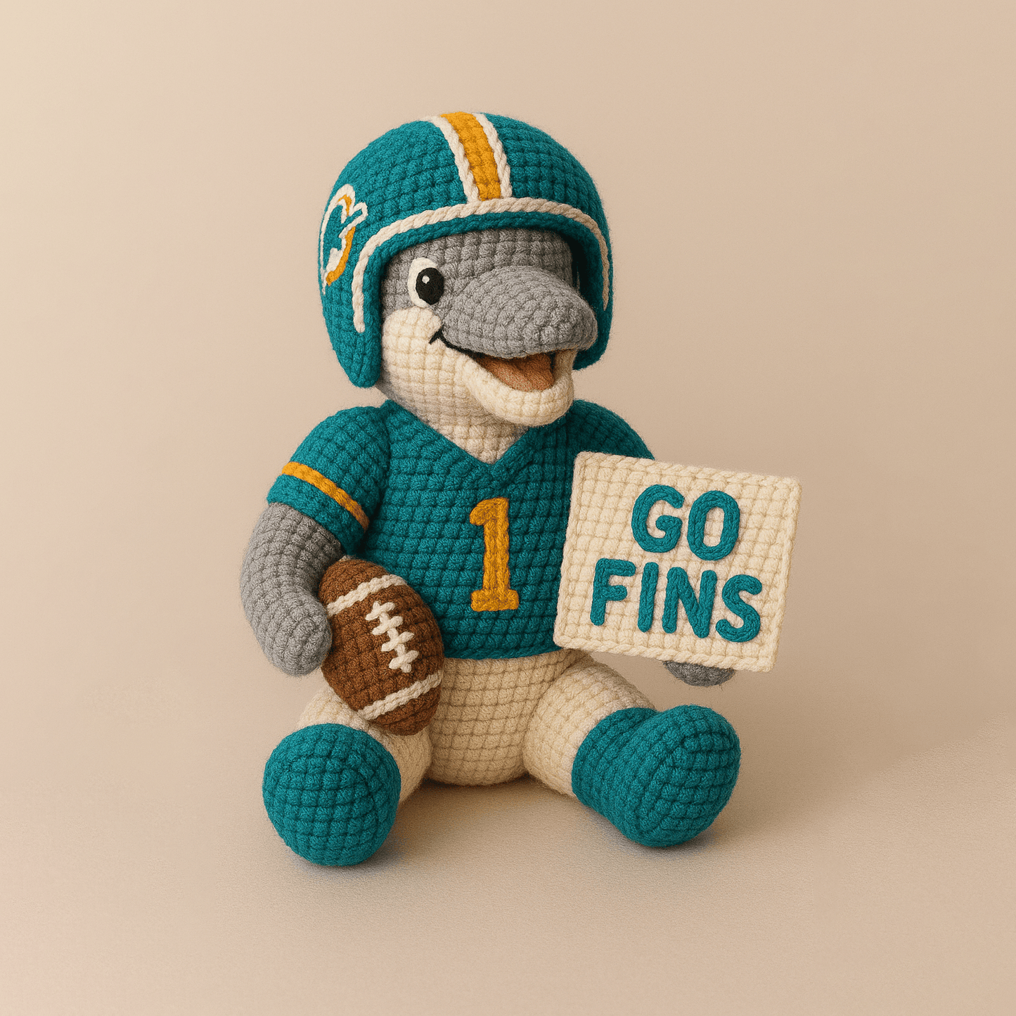 LIMITED EDITION - NEW PREMIUM NFL19 MDP MIAMI DOLPHINS HANDMADE CROCHET
