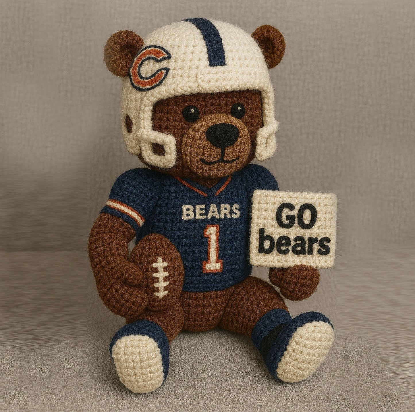 LIMITED EDITION - NEW PREMIUM NFL26 CCB CHICAGO BEARS HANDMADE CROCHET