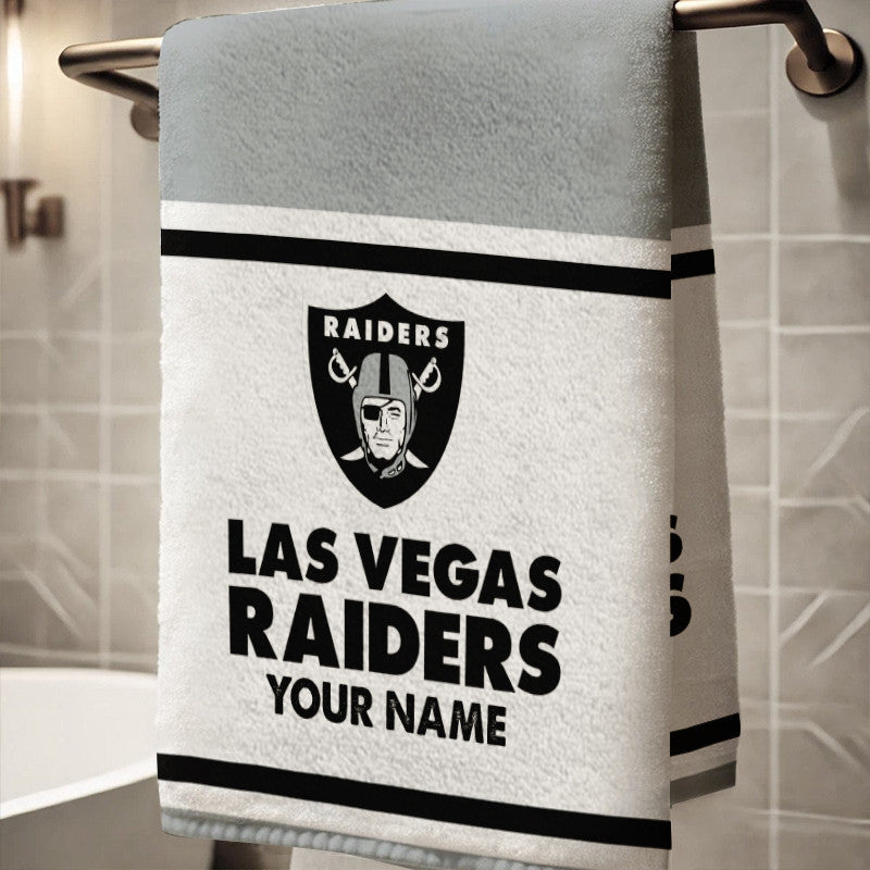 LIMITED EDITION - NEW CUSTOMIZED NFL07 LVR LAS VEGAS RAIDERS BATH TOWEL