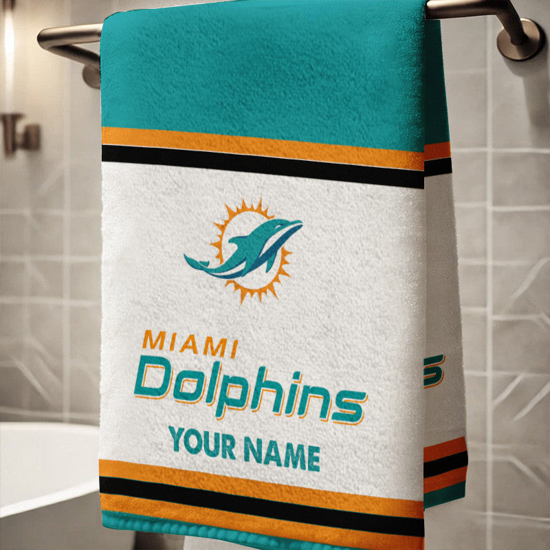 LIMITED EDITION - NEW CUSTOMIZED NFL19 MDP MIAMI DOLPHINS BATH TOWEL