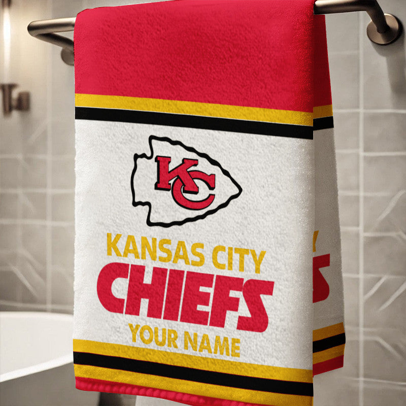 LIMITED EDITION - NEW CUSTOMIZED NFL01 KCC KANSAS CITY CHIEFS BATH TOWEL