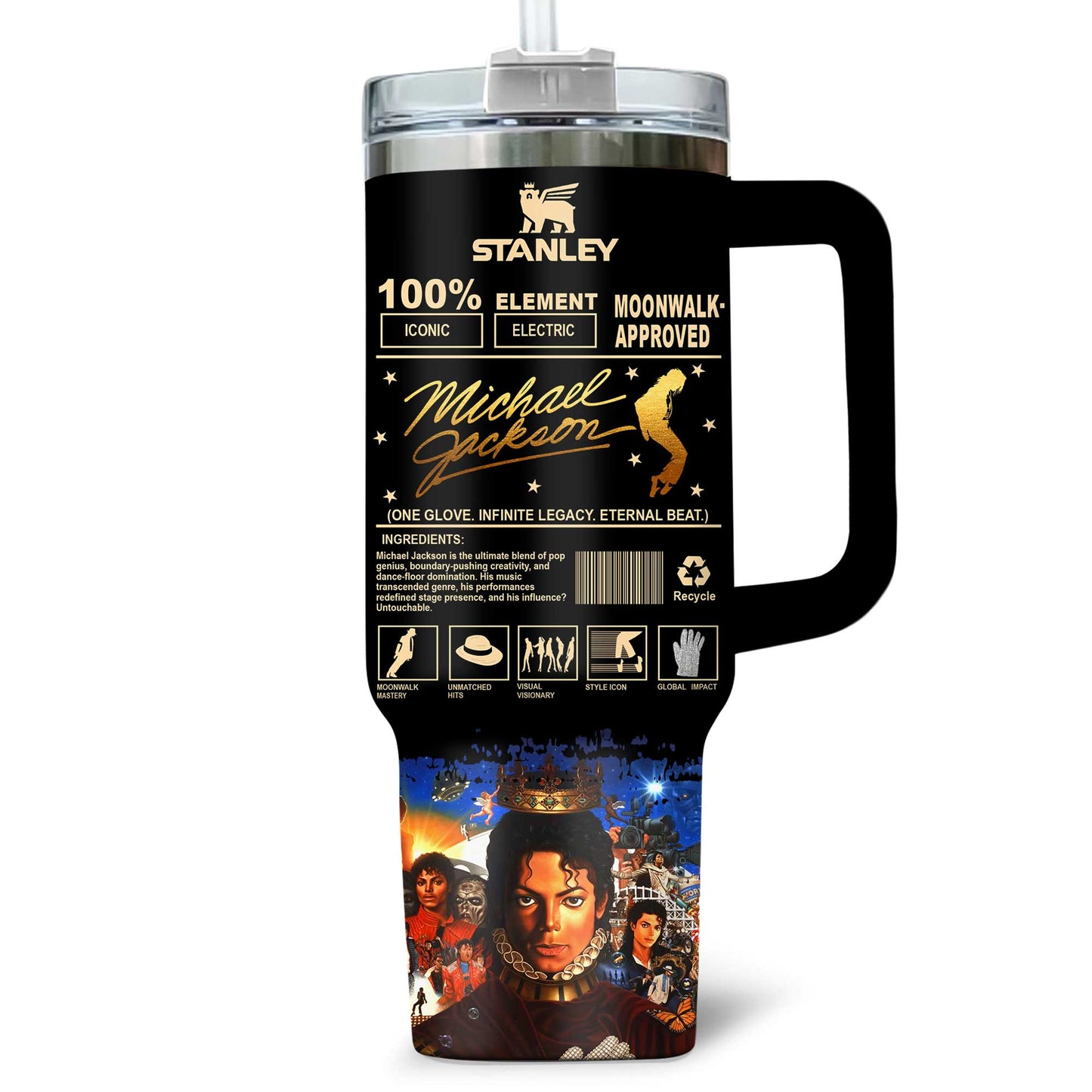 Michael Jackson Premium 40OZ Tumbler With Handle