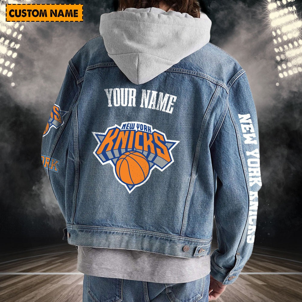 LIMITED EDITION - NEW CUSTOMIZED NBA04 NY NEW YORK KNICKS HOODED DENIM JACKET