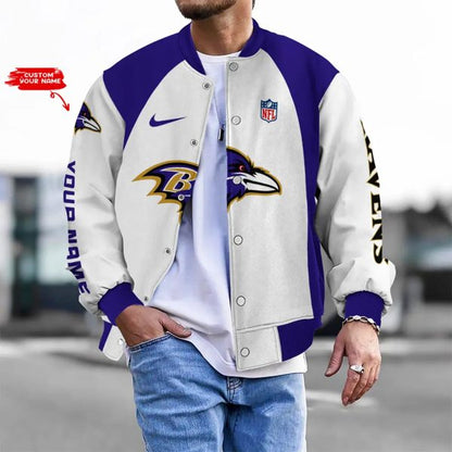 LIMITED EDITION - NEW CUSTOMIZED NFL28 BTR BALTIMORE RAVENS BASEBALL JACKET
