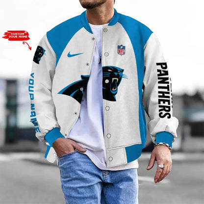 LIMITED EDITION - NEW CUSTOMIZED NFL23 CLP CAROLINA PANTHERS BASEBALL JACKET