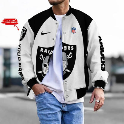 LIMITED EDITION - NEW CUSTOMIZED NFL07 LVR LAS VEGAS RAIDERS BASEBALL JACKET