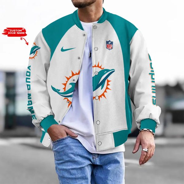 LIMITED EDITION - NEW CUSTOMIZED NFL19 MDP MIAMI DOLPHINS BASEBALL JACKET
