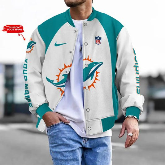 LIMITED EDITION - NEW CUSTOMIZED NFL19 MDP MIAMI DOLPHINS BASEBALL JACKET