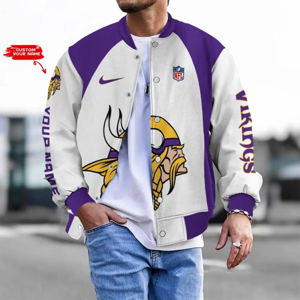 LIMITED EDITION - NEW CUSTOMIZED NFL05 MVK MINNESOTA VIKINGS BASEBALL JACKET