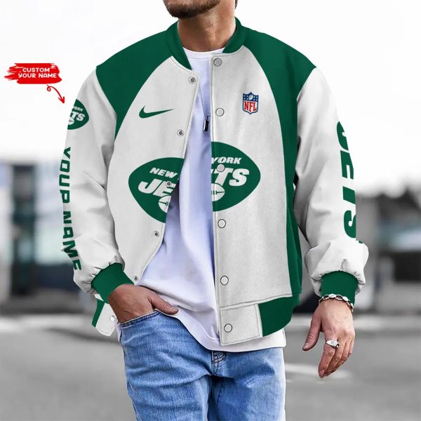 LIMITED EDITION - NEW CUSTOMIZED NFL25 NYJ NEW YORK JETS BASEBALL JACKET