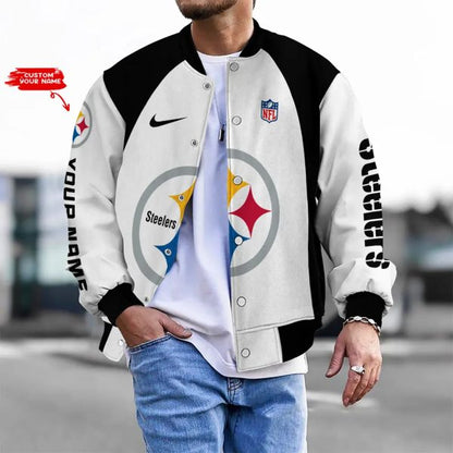 LIMITED EDITION - NEW CUSTOMIZED NFL14 PSB PITTSBURGH STEELERS BASEBALL JACKET