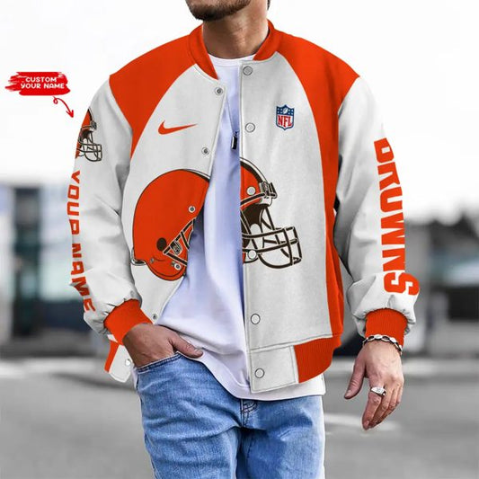LIMITED EDITION - NEW CUSTOMIZED NFL29 CLB CLEVELAND BROWNS BASEBALL JACKET