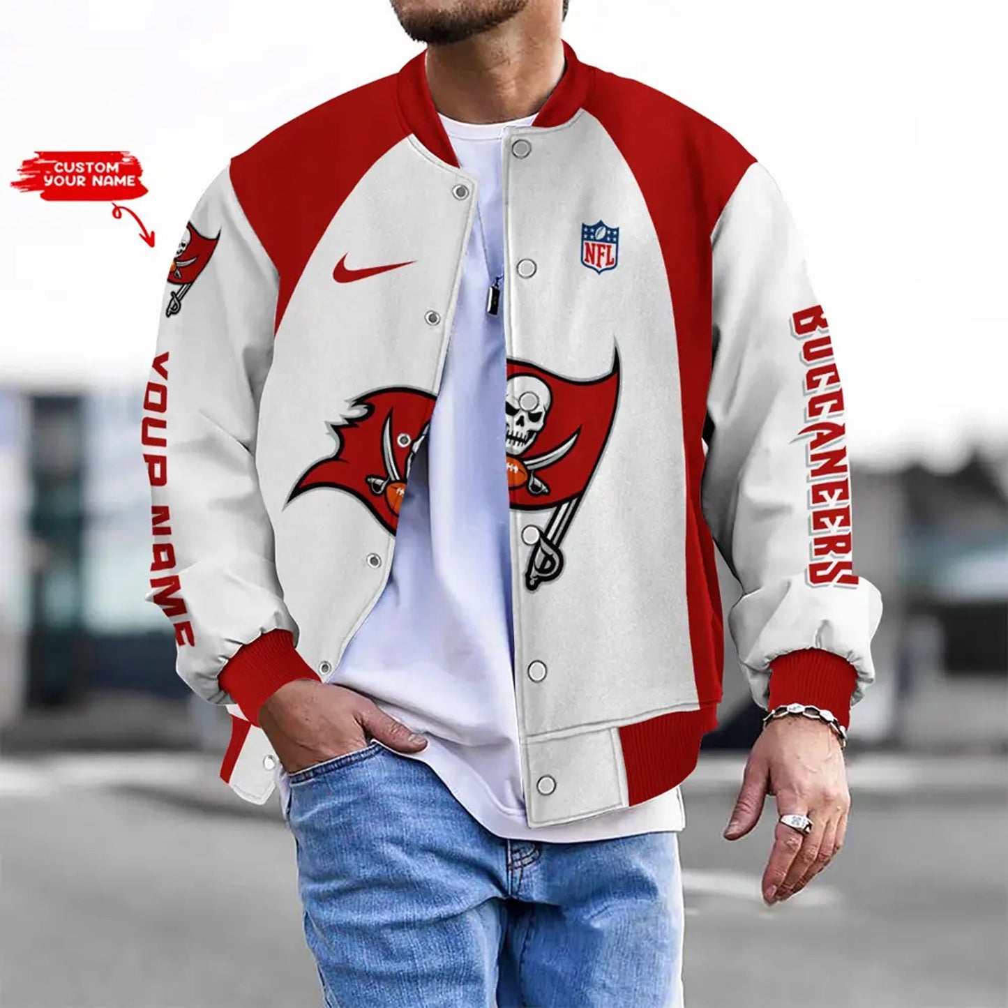 LIMITED EDITION - NEW CUSTOMIZED NFL10 TBB TAMPA BAY BUCCANEERS BASEBALL JACKET