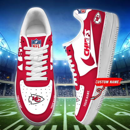 LIMITED EDITION - NEW CUSTOMIZED NFL01 KCC KANSAS CITY CHIEFS AF1 SNEAKERS