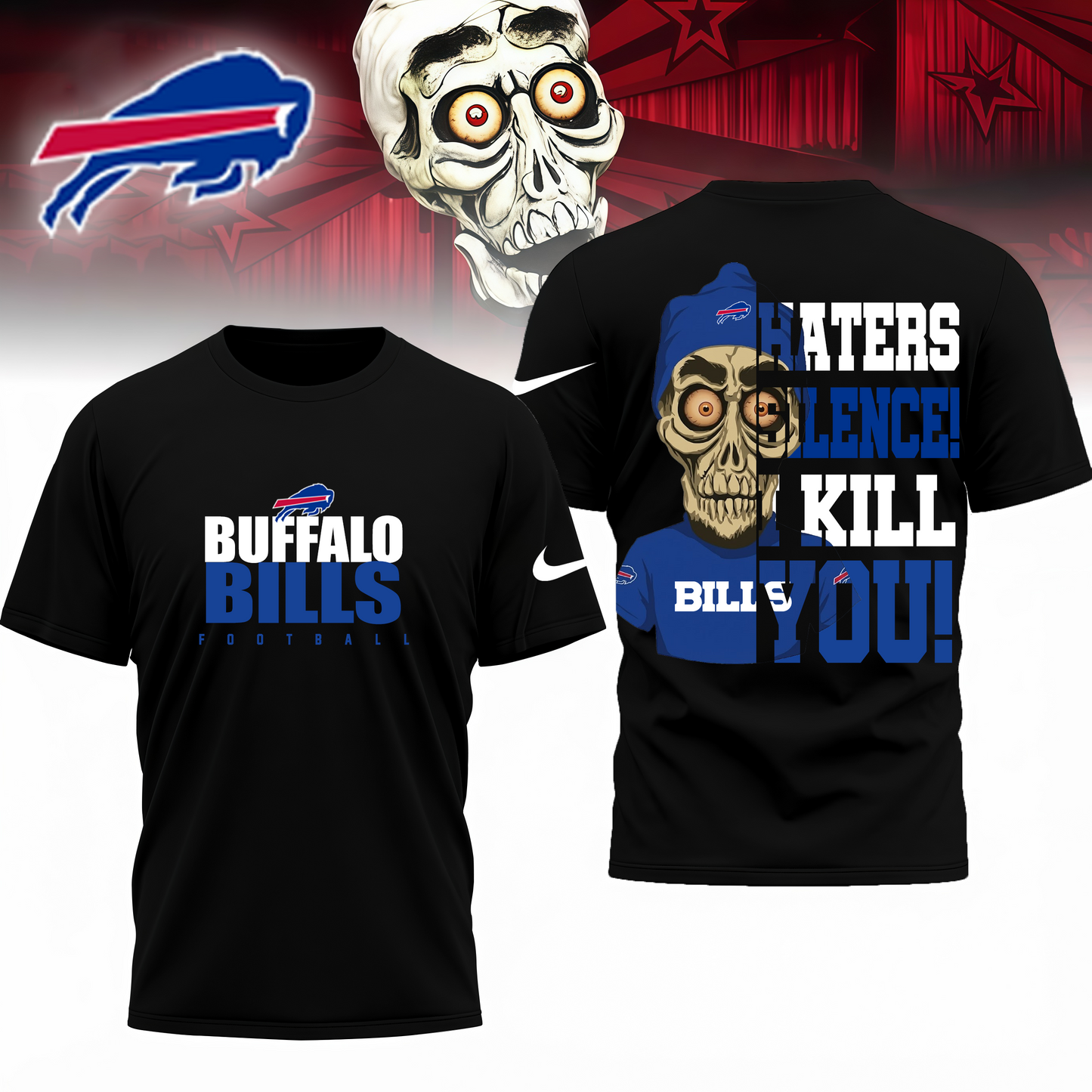 LIMITED EDITION - NEW CUSTOMIZED NFL03 BFB BUFFALO BILLS HATERS SILENCE I KILL YOU SHIRT