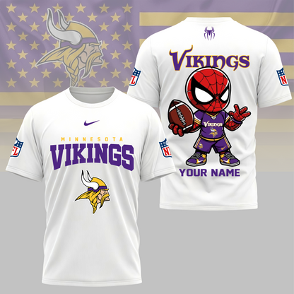 LIMITED EDITION - NEW CUSTOMIZED NFL05 MVK MINNESOTA VIKINGS SPIDER HERO 3D SHIRT