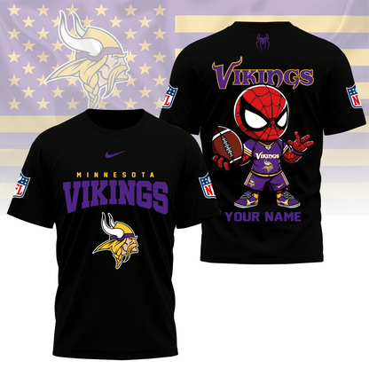 LIMITED EDITION - NEW CUSTOMIZED NFL05 MVK MINNESOTA VIKINGS SPIDER HERO 3D SHIRT